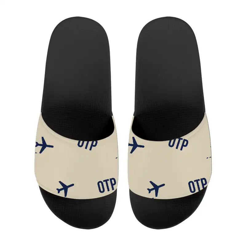 Bucharest Henri Coandă International Airport (OTP) Slippers & Flip Flops - Slippers - Sport - Pattern - Beige