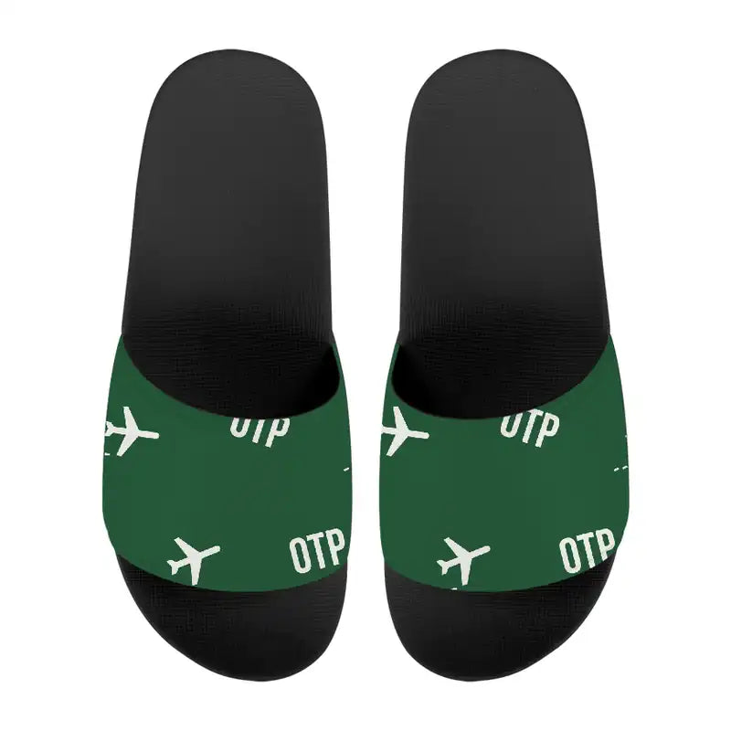Bucharest Henri Coandă International Airport (OTP) Slippers & Flip Flops - Slippers - Sport - Pattern - Green