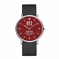 Thumbnail for Ralph Wien Memorial Airport (OTZ) Aviator Watches - Classic - Dark Red - Slim Mesh - Silver & Black Stainless Steel Strap