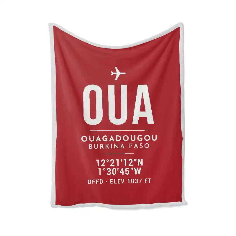 Thomas Sankara International Airport (OUA) Bedding Sets & Blankets - Blanket - ID Tag - Red