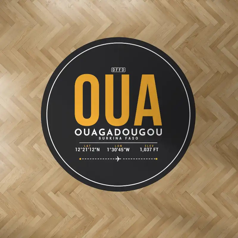 Thomas Sankara International Airport (OUA) Carpets - Carpet Round - ID Tag - Black