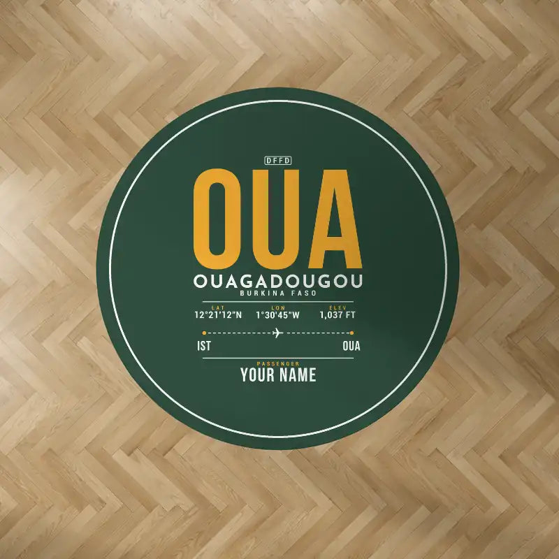 Thomas Sankara International Airport (OUA) Carpets - Carpet Round - ID Tag + Name - Dark Green