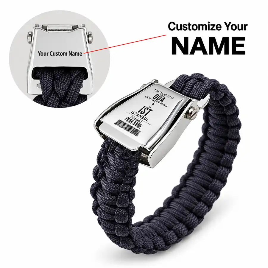 OUA - Seat Belt Bracelet - Customizable Boarding Pass - Black