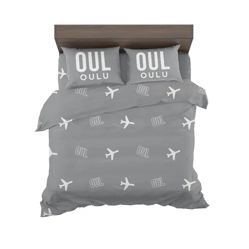 Oulu Airport (OUL) Bedding Sets & Blankets - Bedding Set - Pattern - Gray