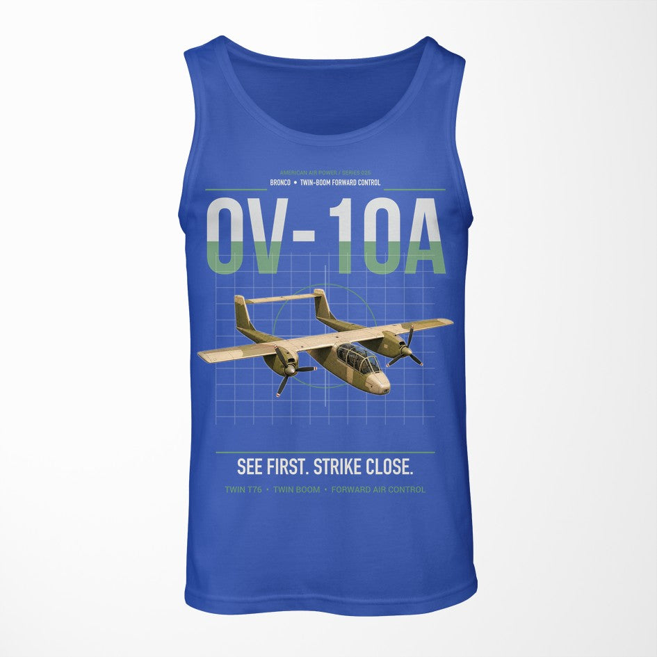 OV-10A Bronco design on blue tank top