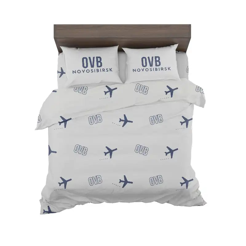 Novosibirsk Tolmachevo Airport (OVB) Bedding Sets & Blankets - Bedding Set - Pattern - Light Gray