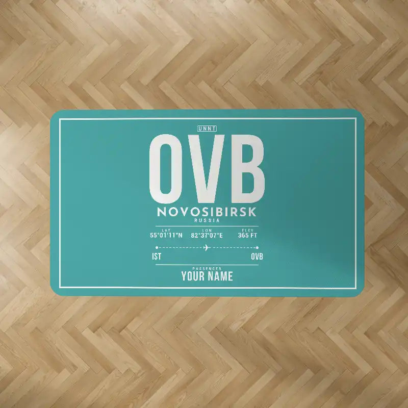 Novosibirsk Tolmachevo Airport (OVB) Carpets - Carpet Rectangle - ID Tag + Name - Turquoise