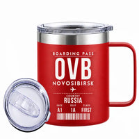 Thumbnail for Novosibirsk Tolmachevo Airport (OVB) Stainless Steel Mugs - Boarding Pass - Stainless Steel Mug - 14 oz / 400ML - Red