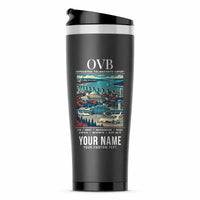 Thumbnail for Novosibirsk Tolmachevo Airport (OVB) Travel Mugs - Poster + Name - Stainless Steel (No Holder) - Gray