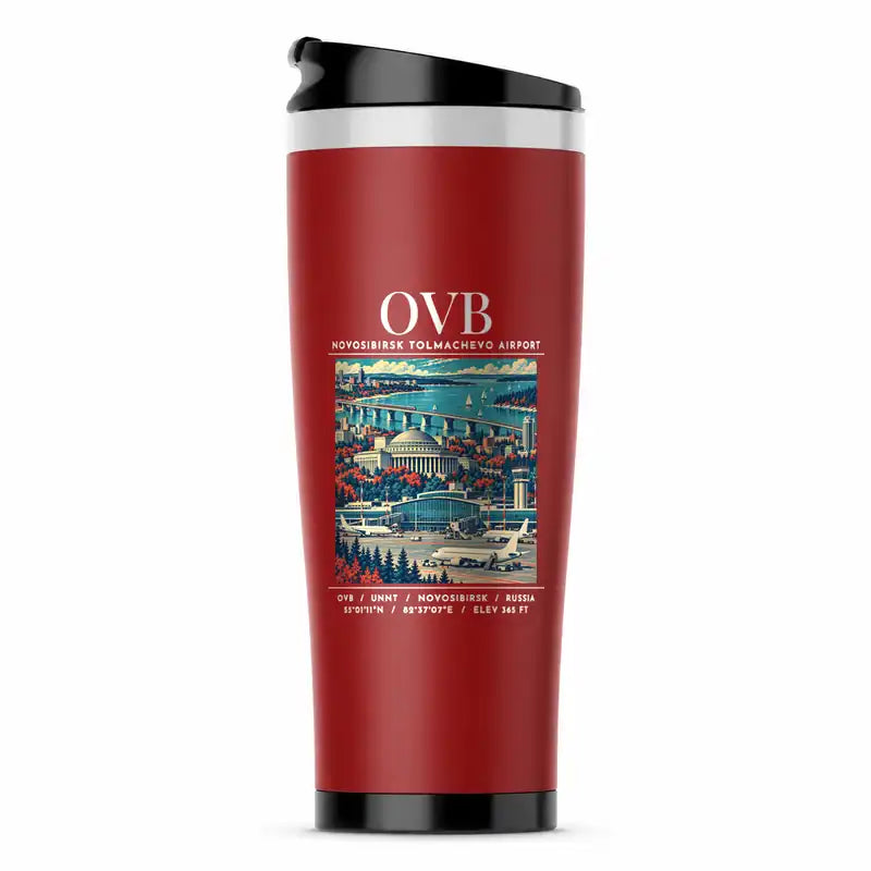 Novosibirsk Tolmachevo Airport (OVB) Travel Mugs - Poster - Stainless Steel (No Holder) - Red