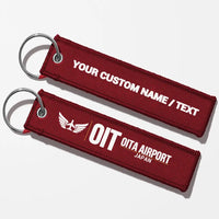 Thumbnail for Oita Airport (OIT) Aviator Key Chains - Dark Red - Personalized