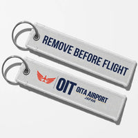 Thumbnail for Oita Airport (OIT) Aviator Key Chains - White - Remove Before Flight