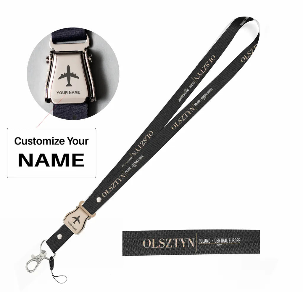 Olsztyn City Series seat belt lanyard - black with name