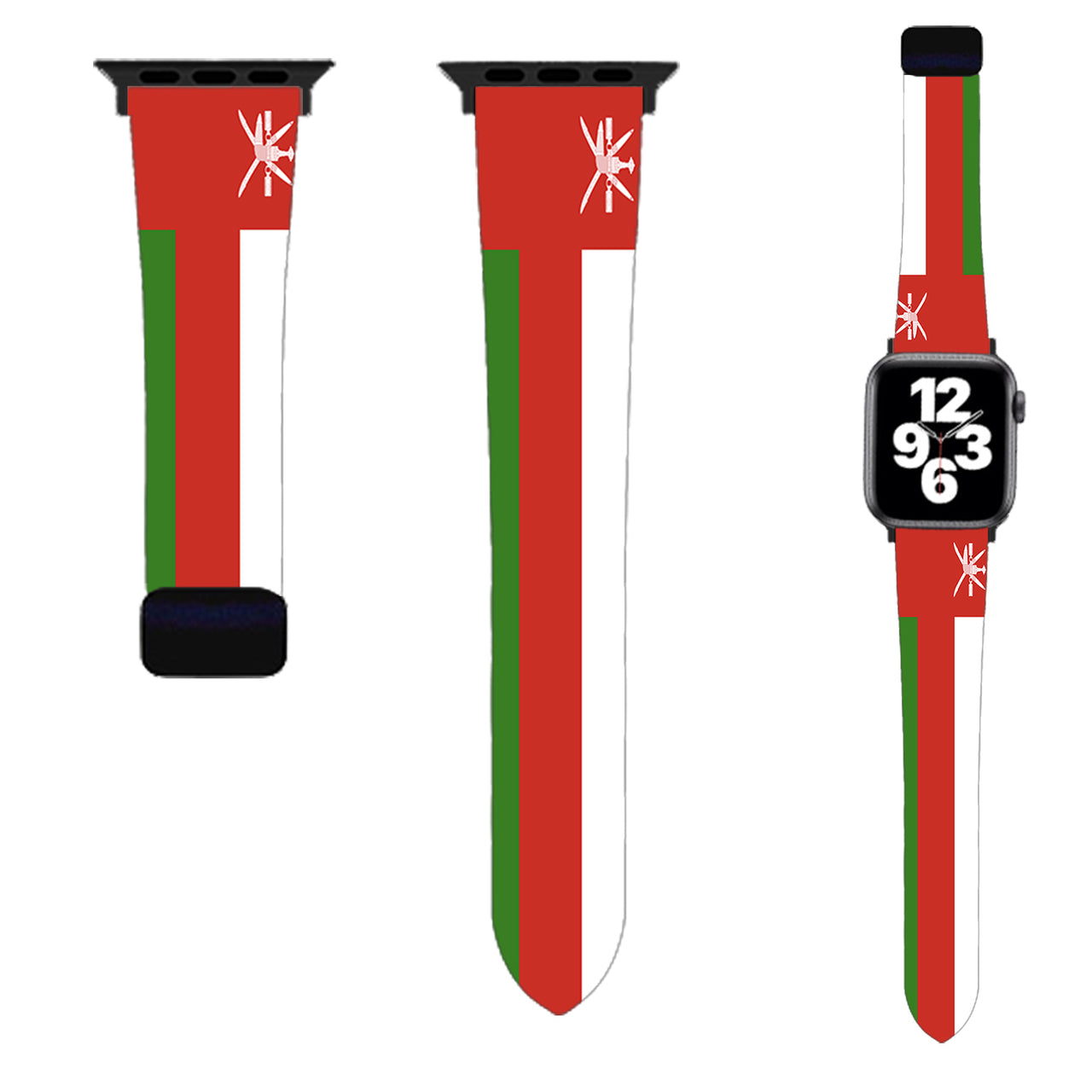 Oman Flag Designed Soft Silicone Apple Watch Bands