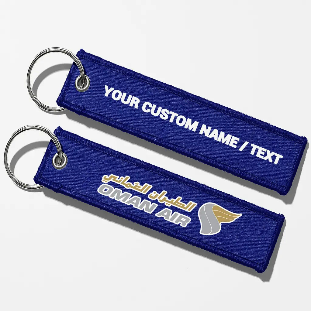 Oman Air Crew & Staff Tag Key Chains - Blue - Personalized