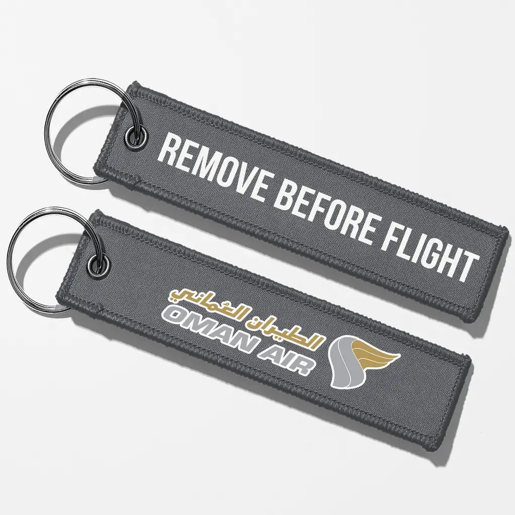 Oman Air Crew & Staff Tag Key Chains - Gray - Remove Before Flight