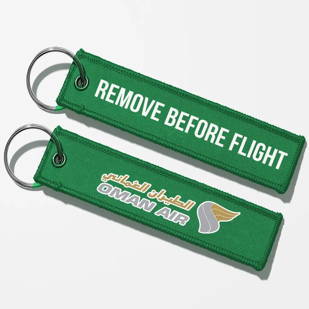 Oman Air Crew & Staff Tag Key Chains - Green - Remove Before Flight