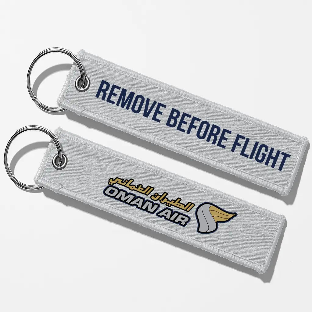 Oman Air Crew & Staff Tag Key Chains - Light Gray - Remove Before Flight