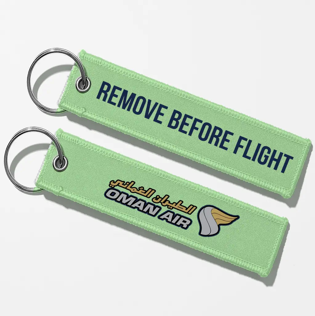 Oman Air Crew & Staff Tag Key Chains - Light Green - Remove Before Flight