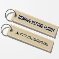 Thumbnail for One Mile of Runway Will Take you Anywhere Aviator Key Chains - Beige - Remove Before Flight