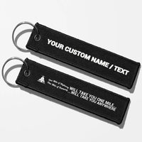 Thumbnail for One Mile of Runway Will Take you Anywhere Aviator Key Chains - Black - Personalized