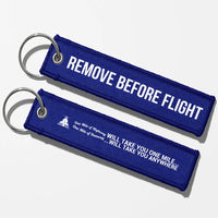 Thumbnail for One Mile of Runway Will Take you Anywhere Aviator Key Chains - Blue - Remove Before Flight