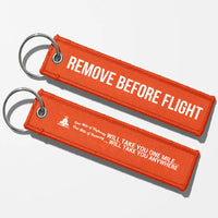 Thumbnail for One Mile of Runway Will Take you Anywhere Aviator Key Chains - Orange - Remove Before Flight