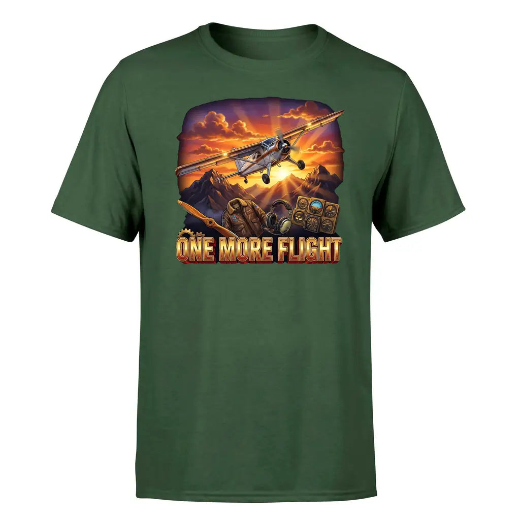 One More Flight design on dark green single side