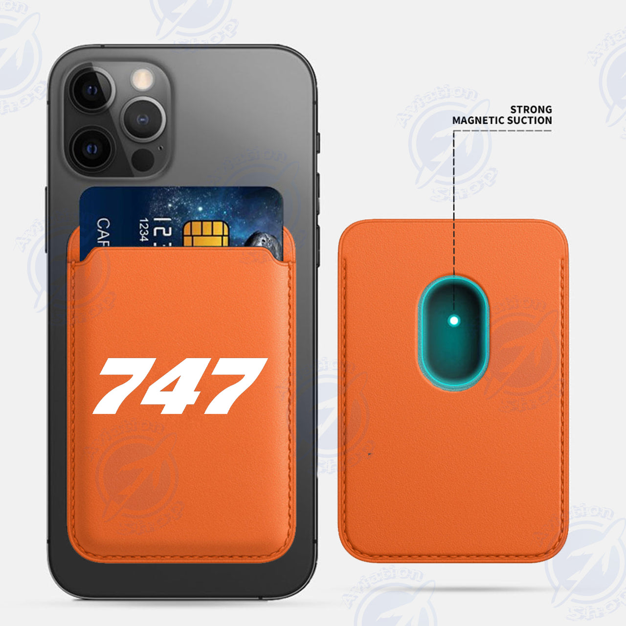747 Flat Text iPhone Cases Magnetic Card Wallet