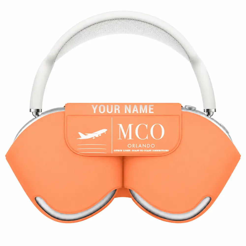 Orlando International Airport (MCO) AirPods Max Cases - Orange + Name
