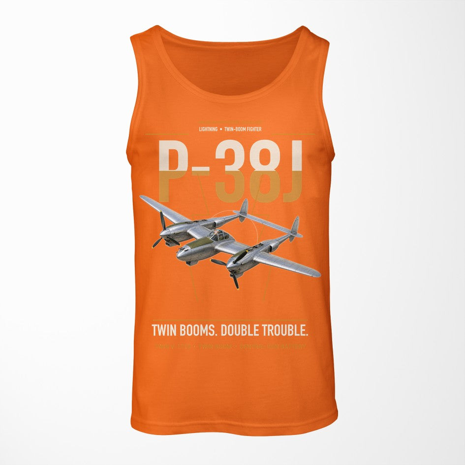 P-38J Lightning design on orange tank top