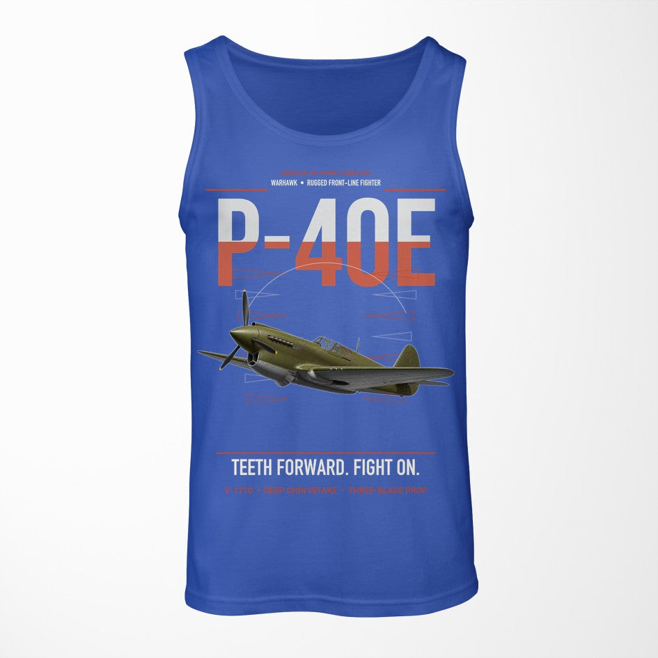 P-40E Warhawk design on blue tank top