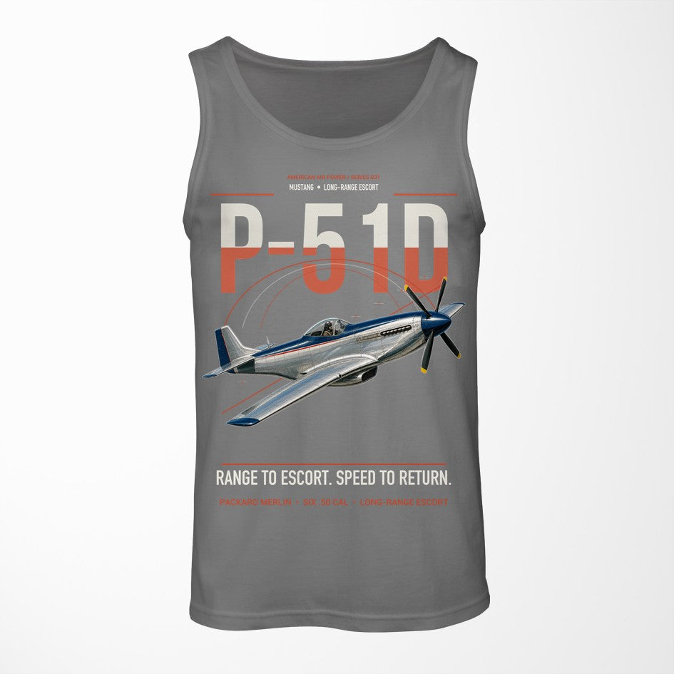 P-51D Mustang design on gray tank top