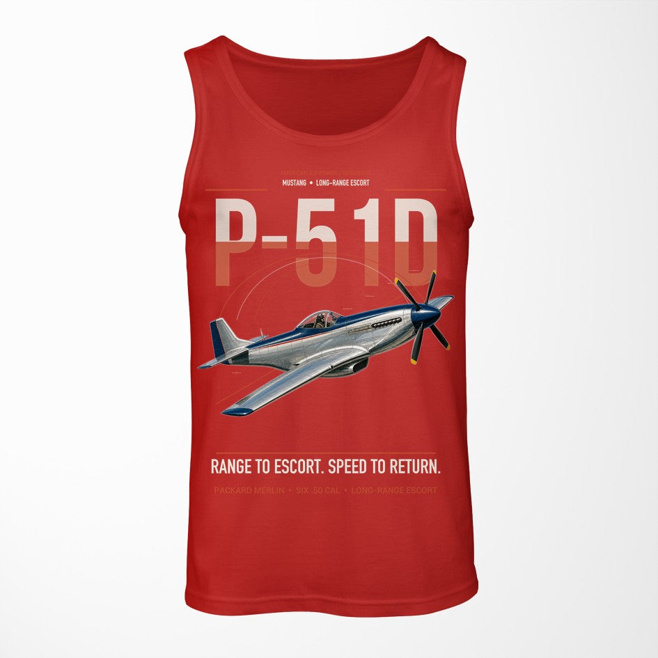 P-51D Mustang design on red tank top