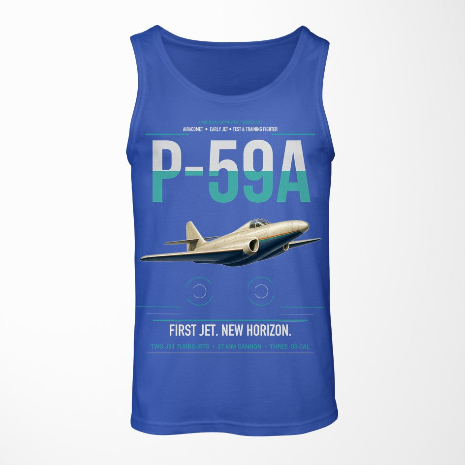 P-59A Airacomet design on blue tank top