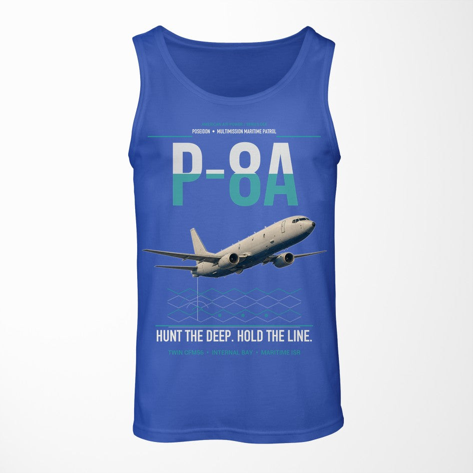 P-8A Poseidon design on blue tank top