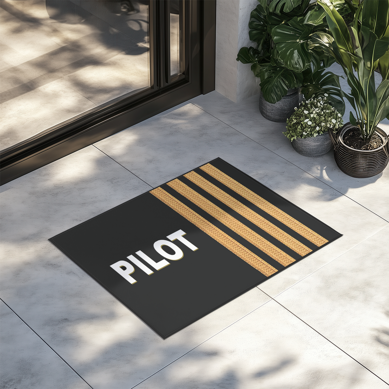 Pilot Text & Epaulettes (4 Lines) Designed Door Mats