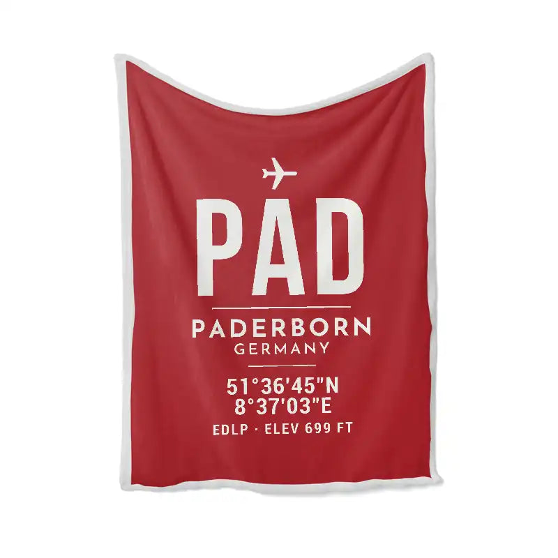 Paderborn Lippstadt Airport (PAD) Bedding Sets & Blankets - Blanket - ID Tag - Red