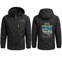 Thumbnail for Snohomish County Airport (Paine Field) (PAE) Stylish Jackets - Hooded Windbreaker - Poster - Black
