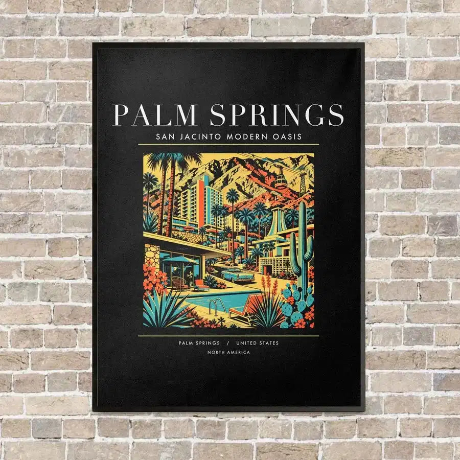 PALM SPRINGS - Poster - Canvas Framed - Black