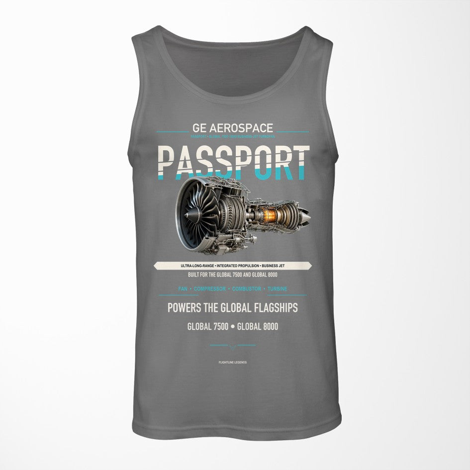 PASSPORT design on gray tank top