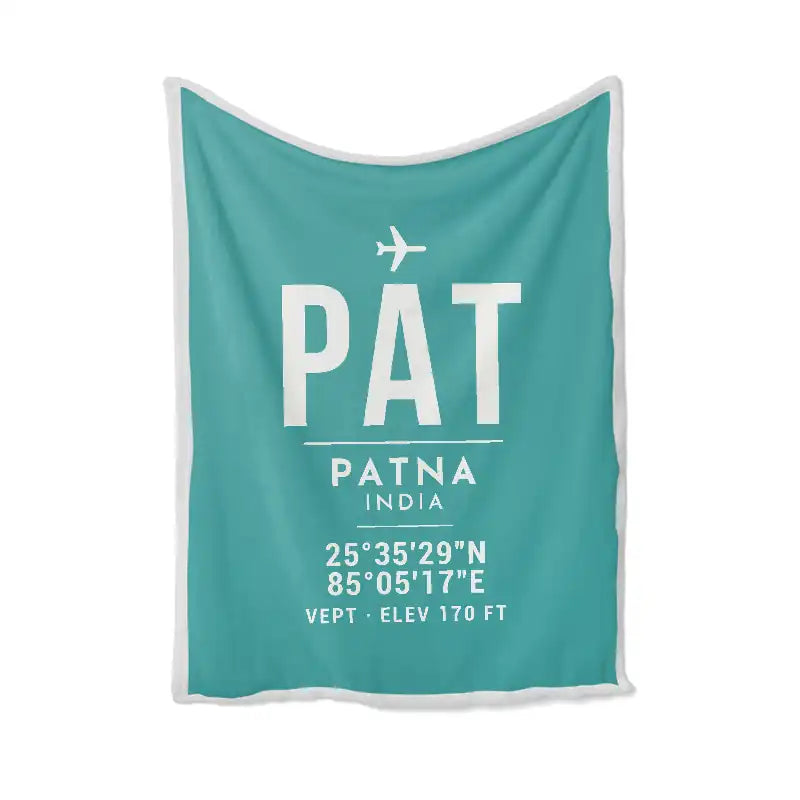 Jay Prakash Narayan International Airport (PAT) Bedding Sets & Blankets - Blanket - ID Tag - Turquoise