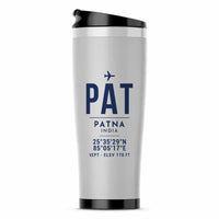 Thumbnail for Jay Prakash Narayan International Airport (PAT) Travel Mugs - ID Tag - Stainless Steel (No Holder) - Light Gray
