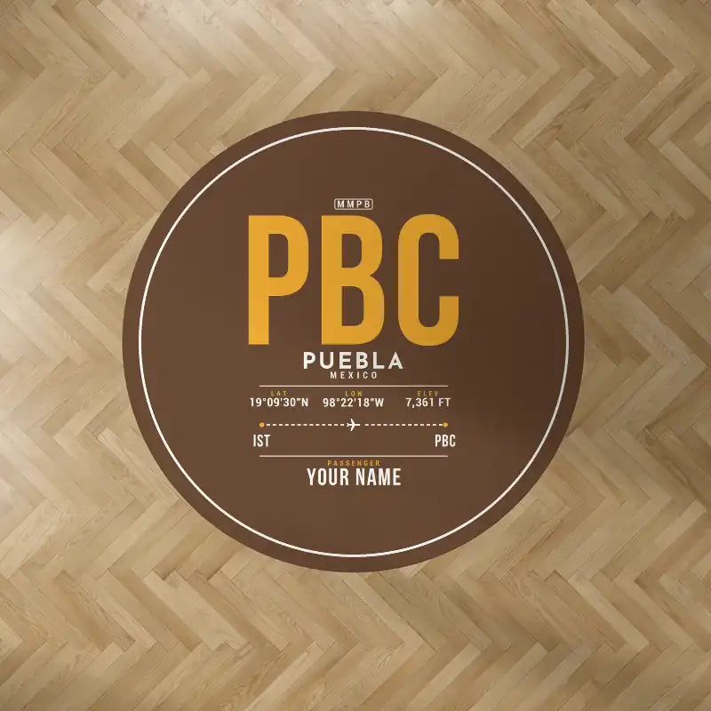 Puebla Hermanos Serdán International Airport (PBC) Carpets - Carpet Round - ID Tag + Name - Brown