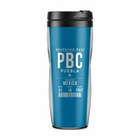 Thumbnail for Puebla Hermanos Serdán International Airport (PBC) Travel Mugs - Boarding Pass - Plastic (No Holder) - Light Blue