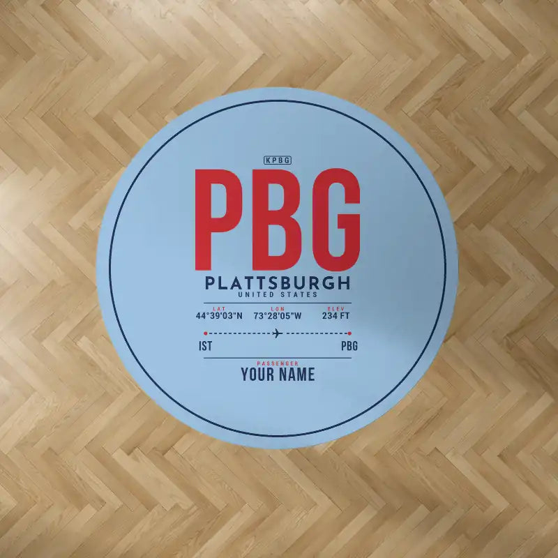 Plattsburgh International Airport (PBG) Carpets - Carpet Round - ID Tag + Name - Light Blue