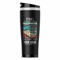 Thumbnail for Plattsburgh International Airport (PBG) Travel Mugs - Poster + Name - Stainless Steel (No Holder) - Black