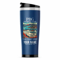 Thumbnail for Plattsburgh International Airport (PBG) Travel Mugs - Poster + Name - Stainless Steel (No Holder) - Blue