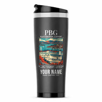 Thumbnail for Plattsburgh International Airport (PBG) Travel Mugs - Poster + Name - Stainless Steel (No Holder) - Gray