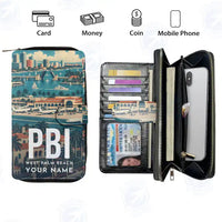 Thumbnail for Palm Beach International Airport (PBI) Leather Wallets - Zip Long Wallet - Scene + Name
